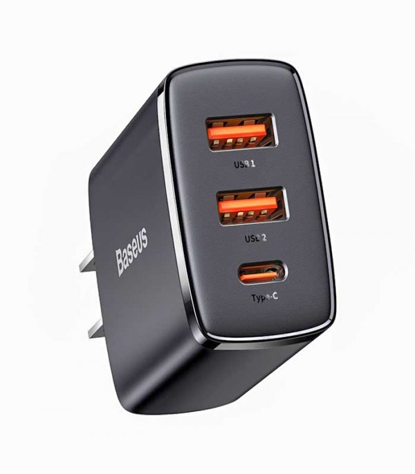 BASEUS Compact Quick Charger 2U+C Three Ports 30W Travel Power Adapter
